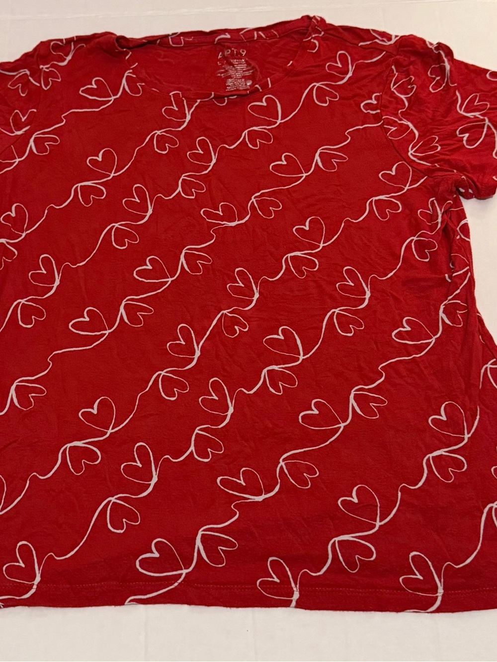 #111 Apt 9 Lg Fiesta Red Heart-Print Sleep Tee - Women Intimates & Sleepwear